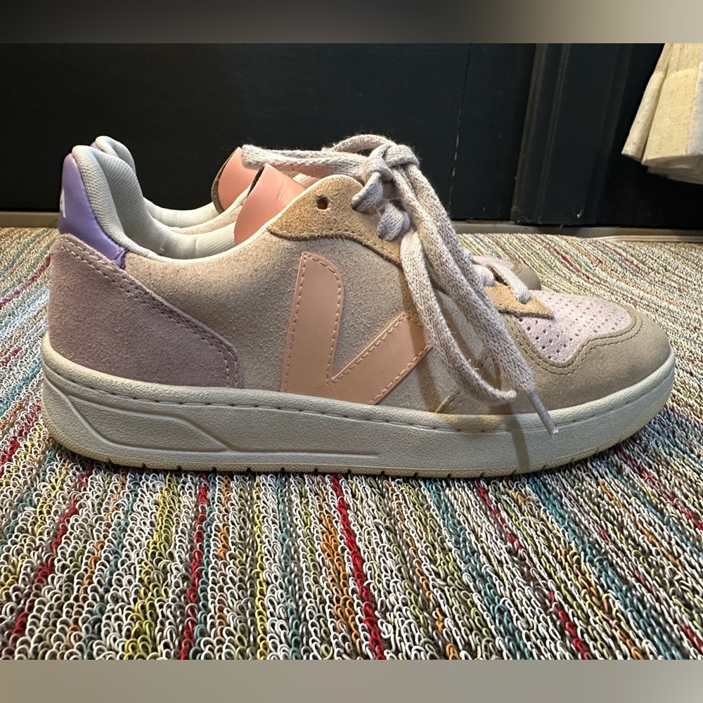 Veja EXCELLENT V-10 suede multico peach sneakers - pink/lavender/tan/butter -6 - Picture 4 of 16
